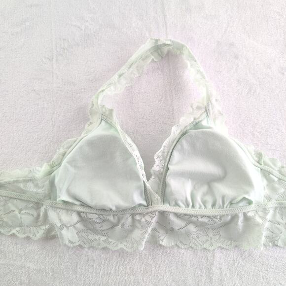 Aerie NWT Halter Lace Removable Pads Bralette Size Med Mint Green - Picture 7 of 8